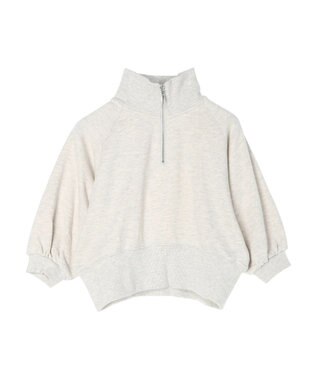 earth music&ecology ハーフジップショートプルオーバー Light Gray