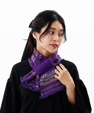 AURORA 【 ANNA SUI（アナ スイ）】ジャカードキャンディーマフラー(WASH) パープル
