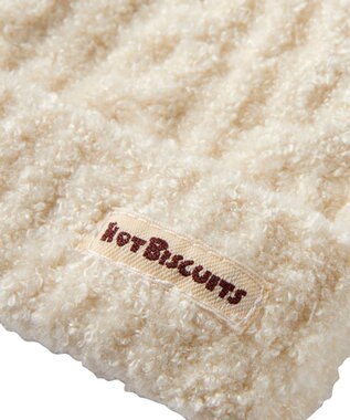 MIKI HOUSE HOT BISCUITS ぼん天付きケーブル編みモールニット帽子 白