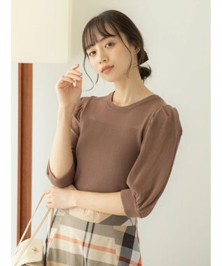 earth music&ecology シアーパワショルニットプルオーバー Mocha