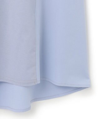 ICB L 【洗える】 タイプライタージャージーコンビ ペプラムプルオーバー サックスブルー系