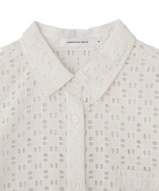AMERICAN HOLIC 刺繍ショート半袖シャツ Off White