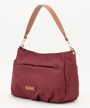 LA BAGAGERIE ポリエステルキャンバス　タックショルダー ワイン