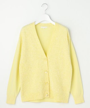 自由区 S ブークレミックスツイードニット カーディガン イエロー