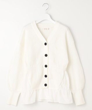 Feroux 【洗える】ペプラム カーディガン ホワイト系