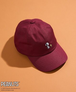 Green Parks ■PEANUTS スヌーピーミニ刺繍キャップ Bordeaux