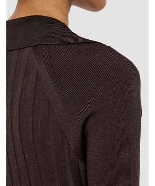 JOSEPH 【洗える】サティニーリブ　ロングスリーブポロニット Ebony