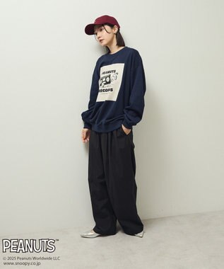 Green Parks ■PEANUTS スヌーピーミニ刺繍キャップ Bordeaux