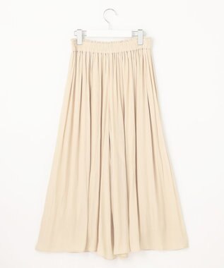 自由区 【セットアップ可/洗える】ブライトサテンライト ギャザーパンツ ベージュ系