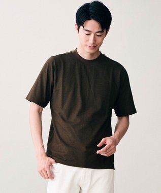 JOSEPH ABBOUD 【オリジナルジャージ生地/サラリ清涼/上質感】コンパクトブロックリンクス ドレス Ｔシャツ ダークブラウン系