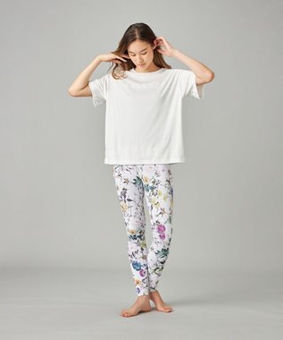 Chacott Chacott BALANCE ローズガーデンプリントレギンス ホワイトプリント