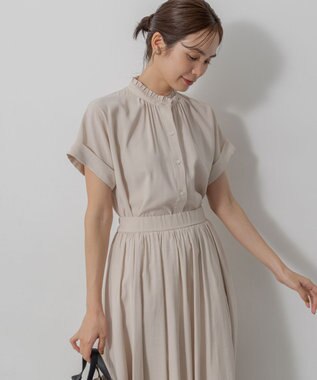 組曲 バウンディングシャーティング バンドカラーフリル ブラウス アイボリー系