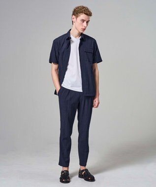 JOSEPH HOMME 【新素材】エアリッジストレッチ ドロスト付タック入りテーパードパンツ / PEGG TUCK ネイビー系1