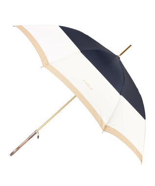 MOONBAT 【耐風】FURLA 長傘 カラーボーダー 日本製 ネイビーブルー