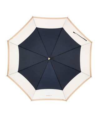 MOONBAT 【耐風】FURLA 長傘 カラーボーダー 日本製 ネイビーブルー