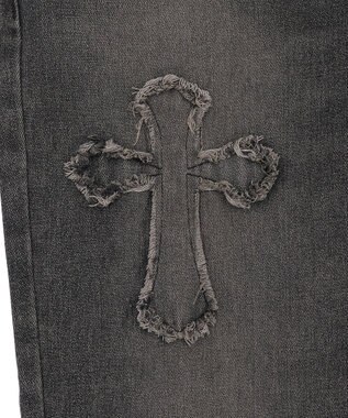 WEGO クロスモチーフオーバーダイバギーパンツ ブラック