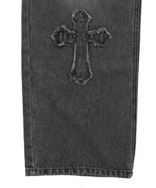 WEGO クロスモチーフオーバーダイバギーパンツ ブラック