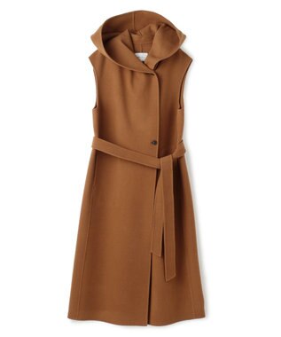 BEIGE， LEMOORE / ウールリバーフード付きロングジレ Caramel