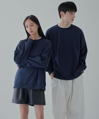 WEGO 【ユニセックス着用ITEM/裏起毛】リラックスフィットスウェットプルオーバー ネイビー