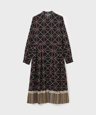 GRACE CONTINENTAL チェーンベルトプリントワンピース ブラック