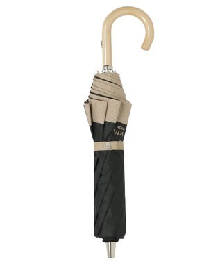 MOONBAT 【遮光/晴雨兼用日傘】LANVIN COLLECTION (ランバン コレクション)グログランリボン バイカラー 遮熱 UV 折りたたみ傘 楽折 ブラック