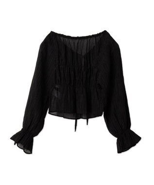 WEGO マルチWAY楊柳シアーシャーリングリボンブラウス ブラック
