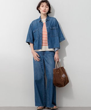 23区 【SLOW/一部店舗限定】LIGHT DENIM クロップド シャツ ブルー