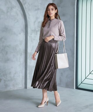 Tiaclasse 【安田美沙子さん着用】ベロアプリーツスカート モカ