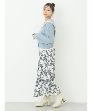 earth music&ecology フリルカラーカーディガン Blue