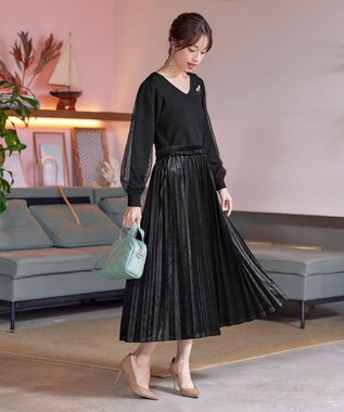 Tiaclasse 【安田美沙子さん着用】ベロアプリーツスカート ブラック