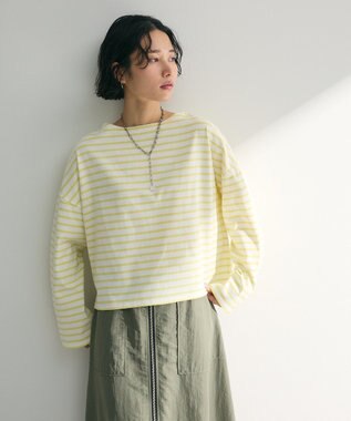 Green Parks ボックスシルエットボーダープルオーバー Yellow