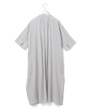 ICB 【接触冷感・洗える】 キュプラローンストライプ ワンピース ティールグレーストライプ系