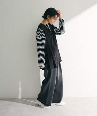 Green Parks ボックスシルエットボーダープルオーバー Dark Navy