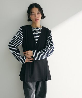 Green Parks ボックスシルエットボーダープルオーバー Dark Navy