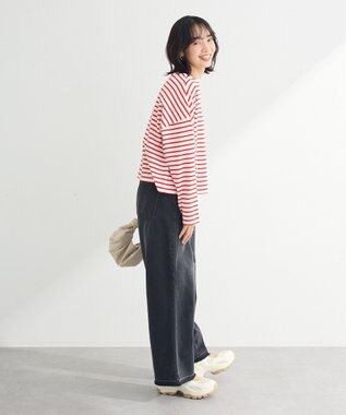 Green Parks ボックスシルエットボーダープルオーバー Red