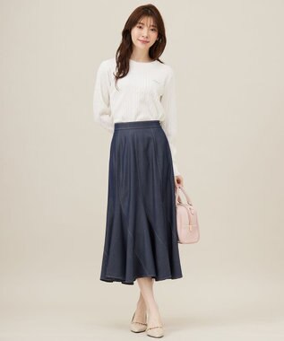 ANY SIS S 【洗える】デニムライクエスカルゴ スカート シャンブレー