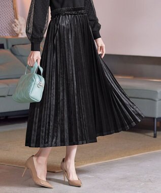 Tiaclasse 【安田美沙子さん着用】ベロアプリーツスカート ブラック