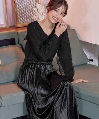 Tiaclasse 【安田美沙子さん着用】ベロアプリーツスカート ブラック