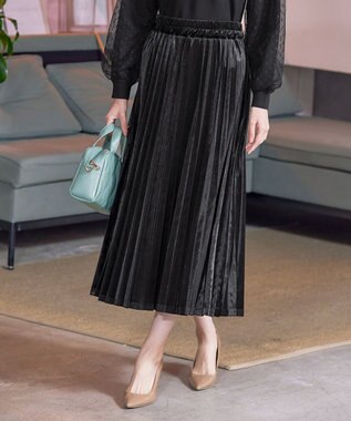 Tiaclasse 【安田美沙子さん着用】ベロアプリーツスカート ブラック