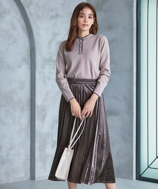 Tiaclasse 【安田美沙子さん着用】ベロアプリーツスカート モカ