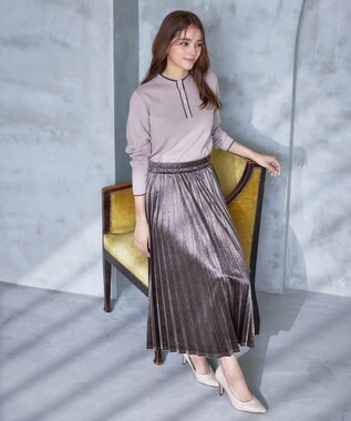 Tiaclasse 【安田美沙子さん着用】ベロアプリーツスカート モカ