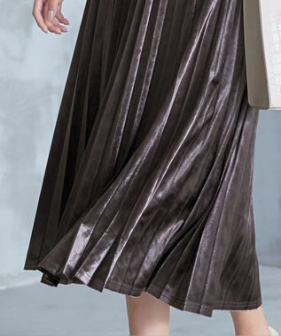 Tiaclasse 【安田美沙子さん着用】ベロアプリーツスカート モカ