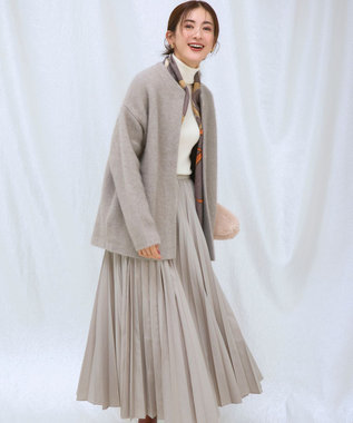 23区大きいサイズ46 ラクーンブレンドダブルフェイスニットアウター 見上愛さん着用/洗える】ラクーンブレンドダブルフェイス ニット