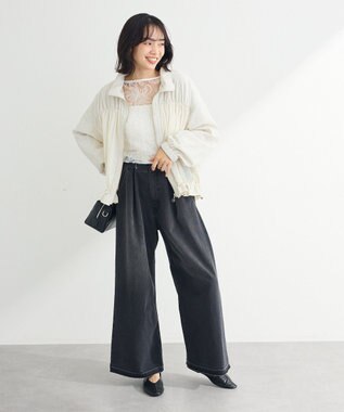 Green Parks ギャザーナイロンブルゾン Off White