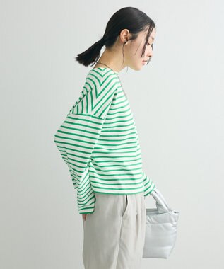 Green Parks ボックスシルエットボーダープルオーバー Green