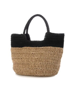 UNBILLION カシュカシュ cachecache / 切り替え柄編みミニトート カゴバッグ ブラック