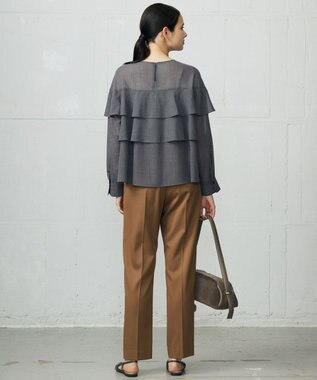 自由区 L 【カタログ掲載】TWハイツイストビエラフリル ブラウス TOPグレー