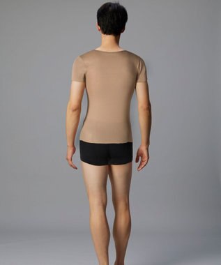 WACOAL MEN 【オーガニック綿混インナー】多機能を着る。綿の贅沢オーガニック フリーなカッティング（ネック・袖・裾）2分袖 GL5210 /ブロス バイ ワコールメン ベージュ