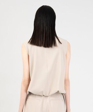 23区 L 【エステータ】コットンダブルクロス ノースリーブブラウス グレージュ系