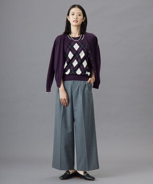 J.PRESS LADIES L 【洗える】アーガイル ツイン ニット パープル系